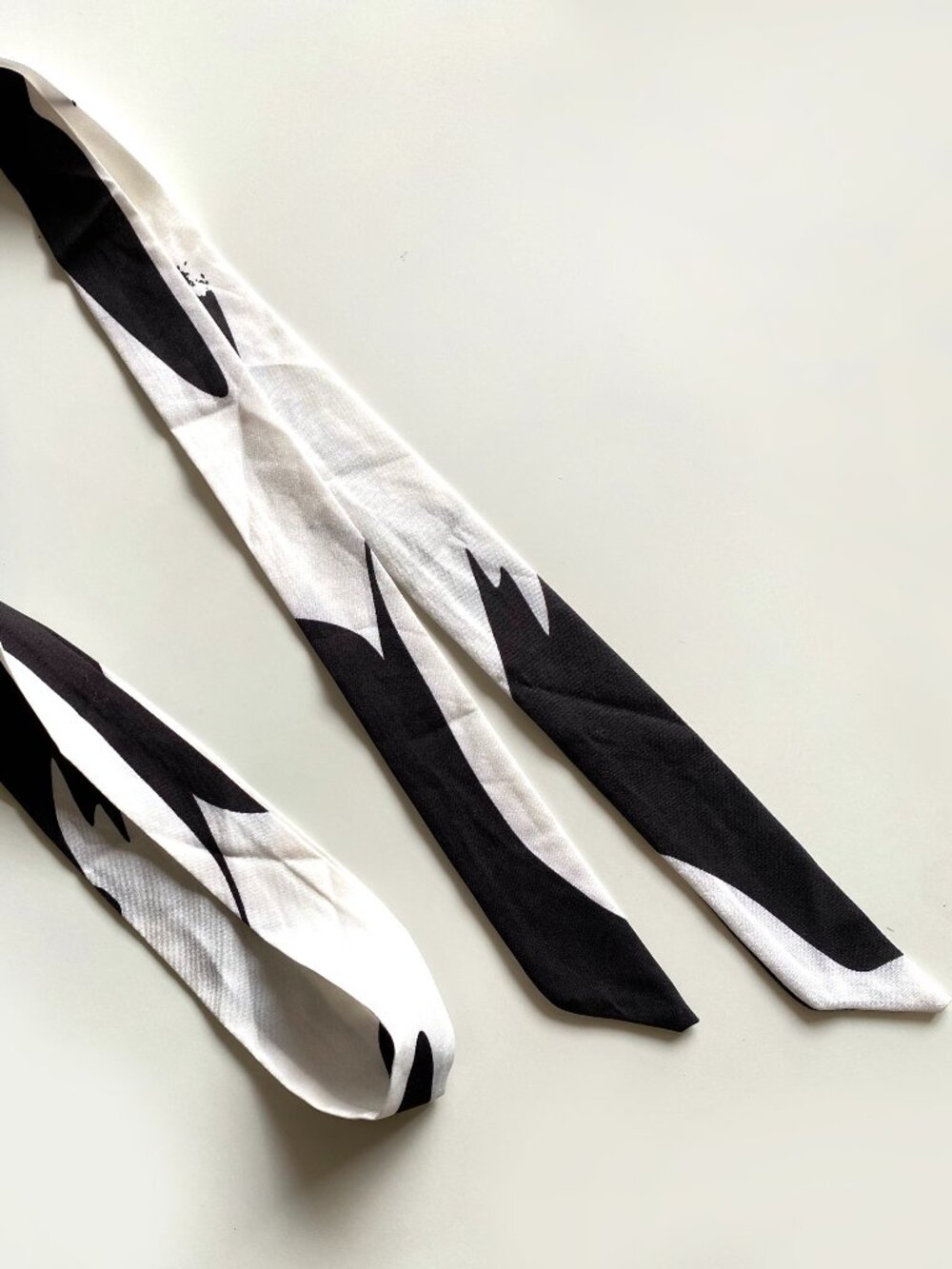 Classic Black White Geometric Fabric Belt 74" x 1.5"